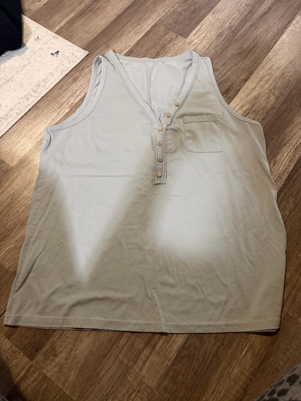 Women's Sleeveless Henley Tank Top - Light Sage